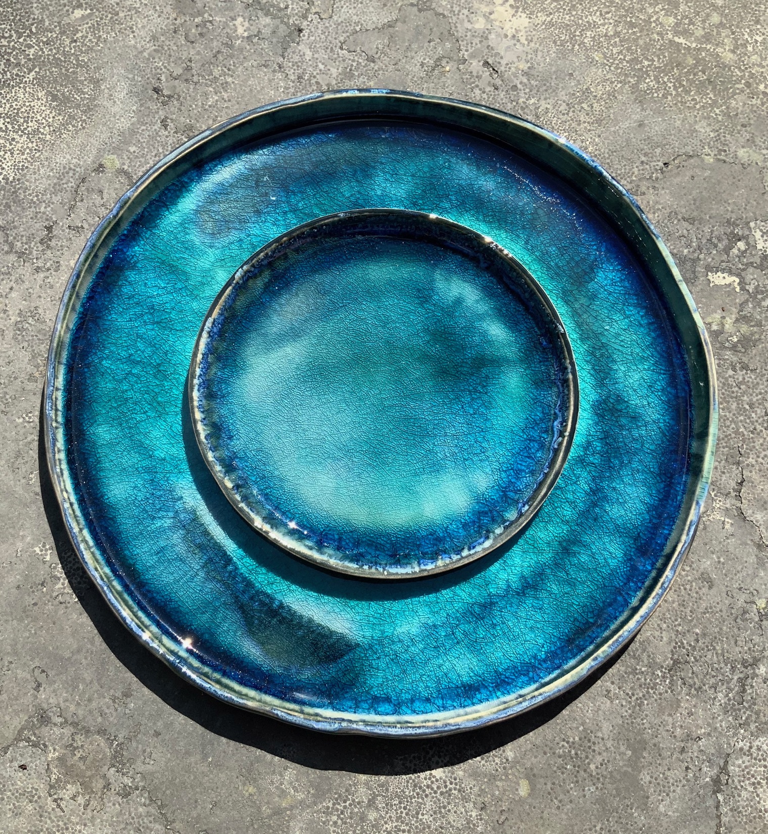 ASSIETTE PLATE RONDE TURQUOISE A DESSERT - Nathalie
