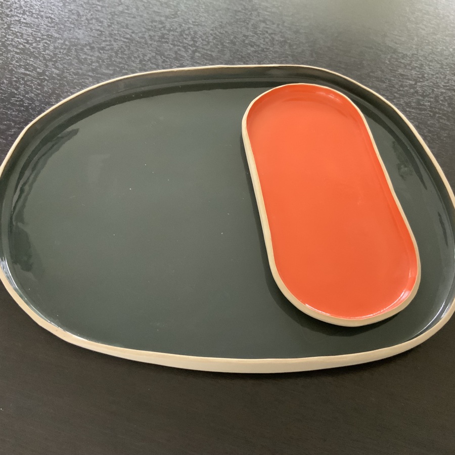 PLATEAU OVAL « GRIS » « ORANGE » « MAUVE »