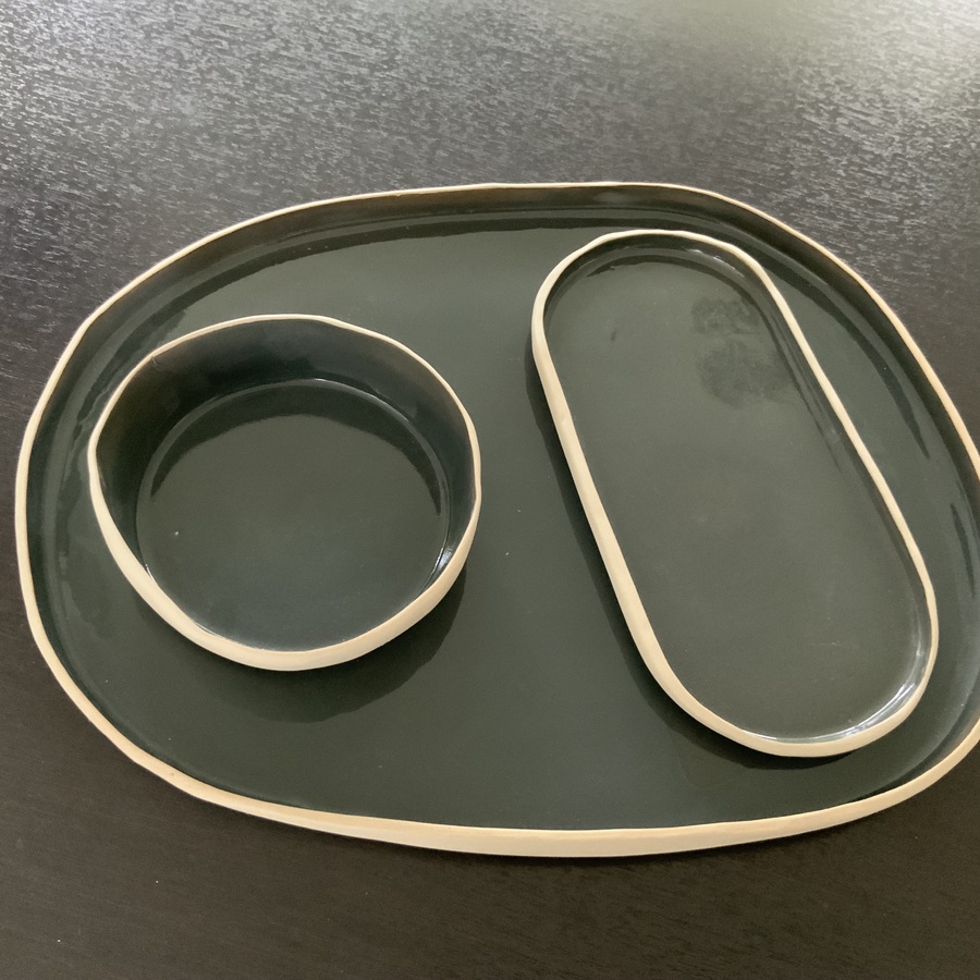 PLATEAU OVAL « GRIS » « ORANGE » « MAUVE »