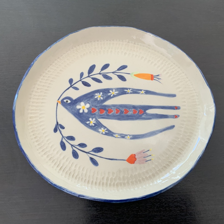 VENDU - PLAT « OISEAU BLEU » pièce unique 
